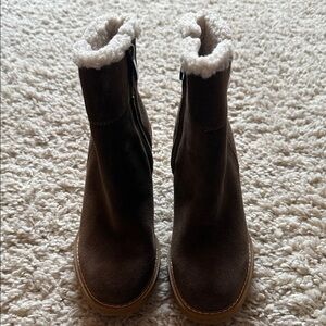 Franco Sarto Brown Ankle Boots with Cream Lining